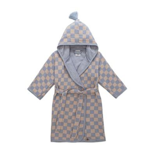 Parker Baby Co. Toddler & Kids Bath Robe & Swimsuit Cover Up - Stormy Blue Checker, 1-3 Years