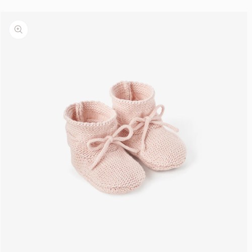 Pale Pink Garter Knit Baby Booties