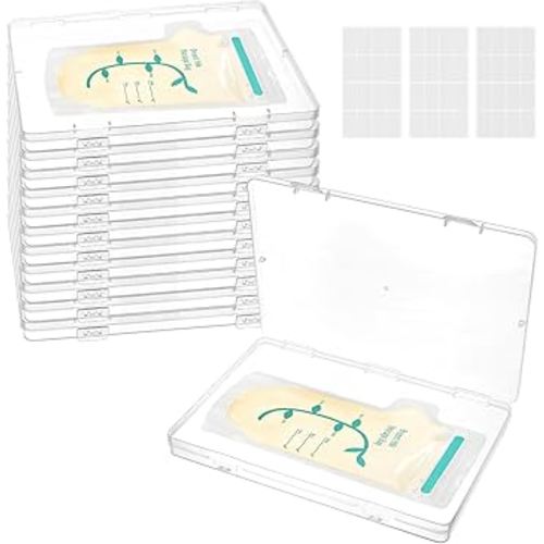 12 Pcs Clear Flat Breast Milk Freezer Storage Organizer with 48Pcs Small Labels Space Saving and Reusable Breastmilk Freezer Tray for Breastfeeding Bag Organization, 7.48 x 5.11 x 0.67 Inch