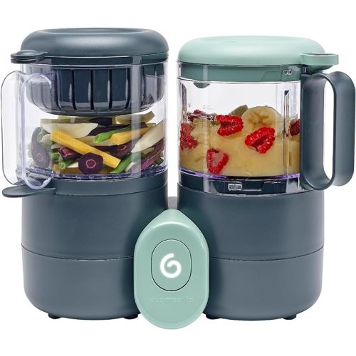 Babymoov Duo Meal Lite Food Maker - 4 in 1 Baby Food Processor with Steam Cooker, Blender, Baby Purees, Warmer and Defroster (Nutritionist Approved), Dark Grey