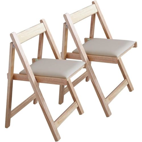 Folding Dining Chairs with Padded Seat Lightweight sillas para Fiestas,2 Pack Folding Chair for Dinner,Party Wedding,Picnic Event, 196LB Weight Capacity(Wood)