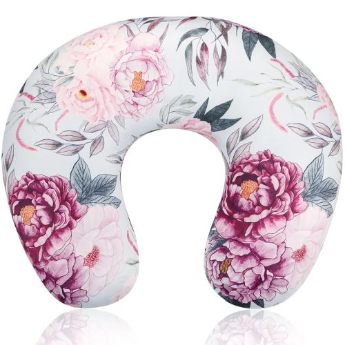 Baby Nursing Pillow Cover, Removeable Breastfeeding Pillow Slipcover, Nursing Pillow Case for Newborn Boys Girls, Soft Fabric Fits Snug On Infant, Washable & Breathable, Purple Flower