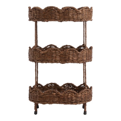 Daisy Oval Seagrass Scalloped 3 Tier Storage Tower - World Market