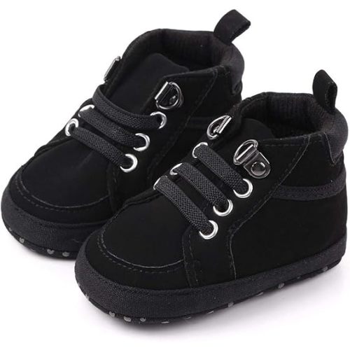 Babelvit Baby Boy Girl Soft Sole Canvas Sneakers Sparkle High Top Lace Up Infant Unisex Ankle Shoes Boots Toddler Newborn Prewalker First Baby Walking Crib Shoes