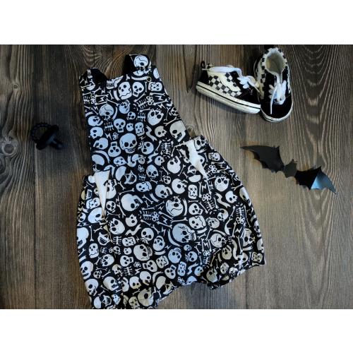 Handmade Goth Baby Romper: Spooky Skulls Outfit - Made to order