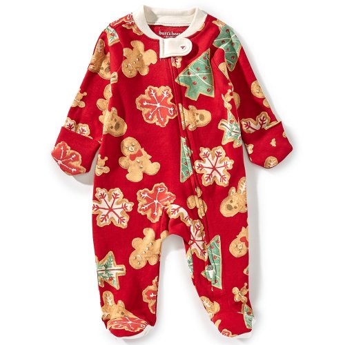 Burt's Bees Baby Long-Sleeve Organic Cotton Gingerbread/Mixed Media Footie Coverall