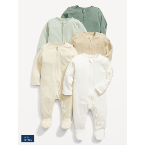 Unisex 2-Way-Zip Sleep & Play Footed One-Piece 5-Pack for Baby