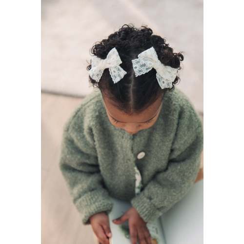 Cream Lace Medium Bow Slide Clips (2 pack)