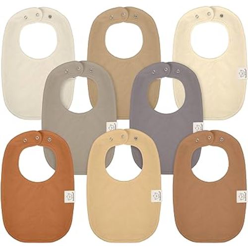 8-Pack Organic Baby Bibs for Girls & Boys - Teething Baby Bib, Baby Boy Bibs, Baby Girl Bibs, Newborn Bibs, Baby Drool Bibs for Infant, Toddler, Bibs for Baby Boy, Bibs for Baby Girl (Terracotta)