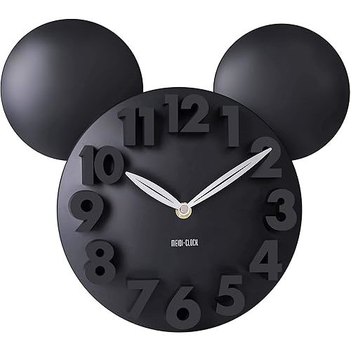 MEIDI CLOCK Modern Design Mickey Mouse Big Digit 3D Wall Clock Home Decor Decoration - Black