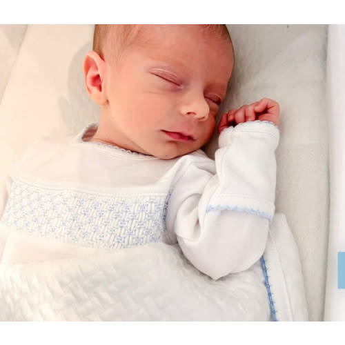 Essentials Smocked Gown with Blue Trim – Magnolia Baby