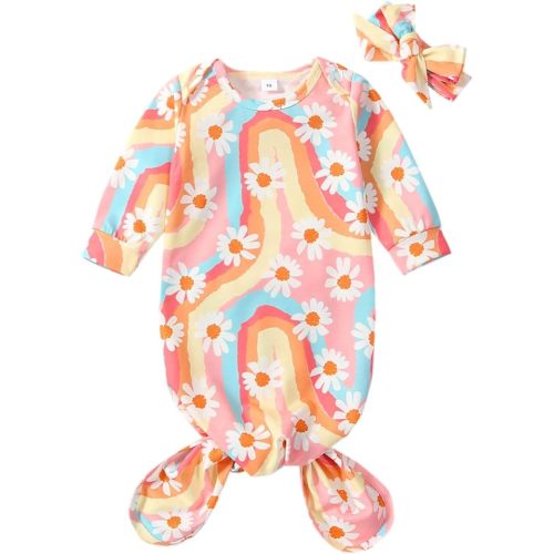 Infant Newborn Baby Girls Floral Sleep Gown Headband Sleepwear Romper Sleeping Bags Outfits