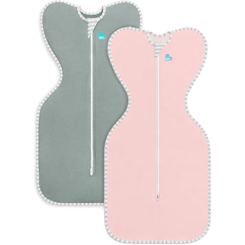 Love to Dream Swaddle UP Original 1.0 TOG Baby Sleep Sack Bundle – Small 8-13 lbs, Deep Olive + Dusty Pink (2-Pack, Arms-Up Self-Soothing Swaddles)