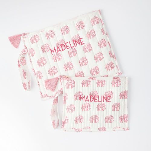 Block Print Flat Pouches, Set of 2