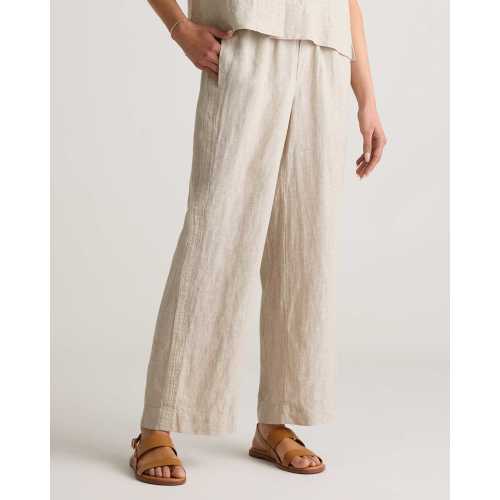 100% European Linen Wide Leg Pants in Flax