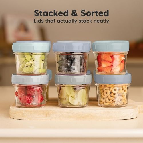 Amazon.com : KeaBabies 12pk 4oz Glass Baby Food Containers with Lids - Leak-Proof, Microwavable Small Glass Jars, Baby Purees & Toddler Snack Storage Containers, BPA-Free, Dishwasher & Freezer Safe (Nord) : Baby