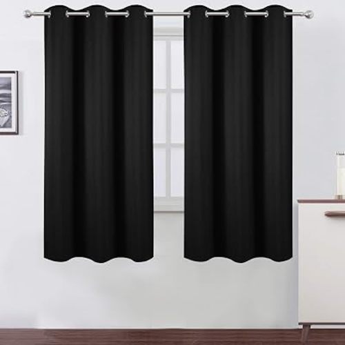 Black Blackout Curtains 40 x 63 Inch Length/Set of 2 Curtain Panels/Thermal Insulated Room Darkening Blackout Curtains for Bedroom