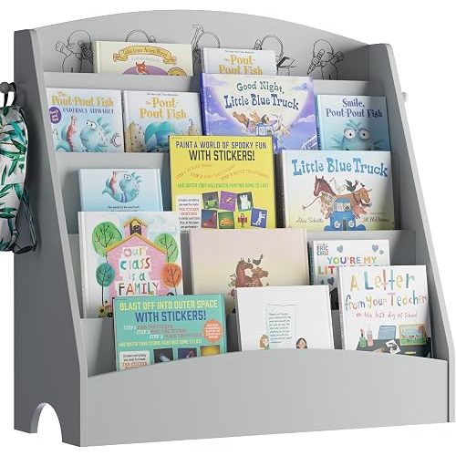NACHES 5-Tier Kids Bookshelf Toddler Montessori Book Rack Display Shelf