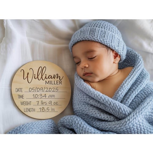 Personalized Baby Birth Stats Sign – Baltic Birch Keepsake
