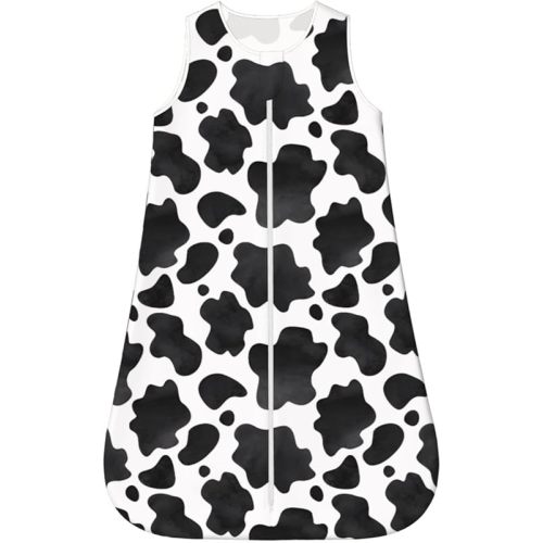Cow Spots Pattern Black and White Animal Print Baby Wearable Blanket Infant Boys Girls Sleeping Bags for Newborn Large