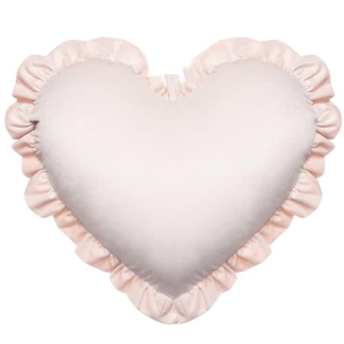 YIGIRL Heart-Shaped Throw Pillow 20×16 Inch Velvet Ruffed Heart Pillow Home Decoration Pillows Cushion for Sofa Bed Chair Living Room Light Pink