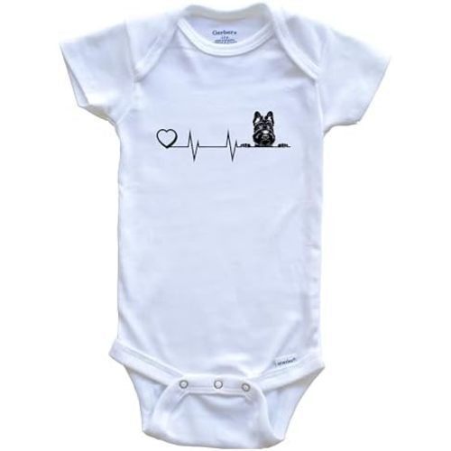 Heart Heartbeat Line Chart Scottish Terrier Dog Breed Baby Bodysuit