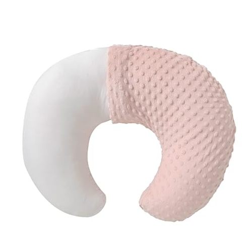 Nursing Pillow and Positioner with Cover for Breastfeeding and Bottle Feeding, Propping Baby, Tummy Time, Baby Sitting Support, Awake-Time Support (Light Pink, 22" x 17.7" x 5.9")