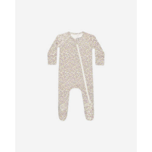Bamboo Zip Footie || Purple Floral