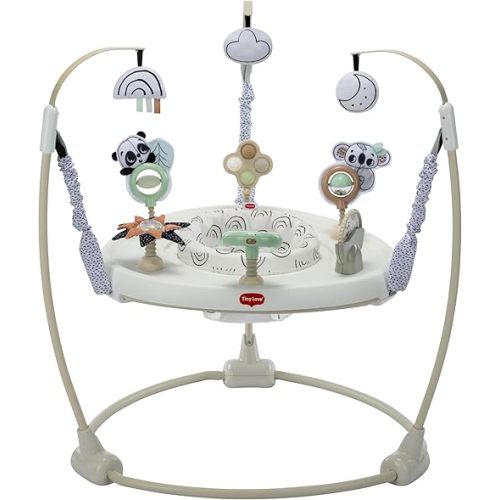 Tiny Love 4-in-1 Jump & Play Stationary Activity Center, Baby Jumper with Lights & Music, Developmental Toys, 360 Swivel Seat, Baby Activity Entertainer for 6 Months+, Black and White