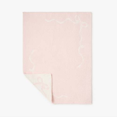 Pink Bows Feather Knit Baby Blanket – Elegant Baby