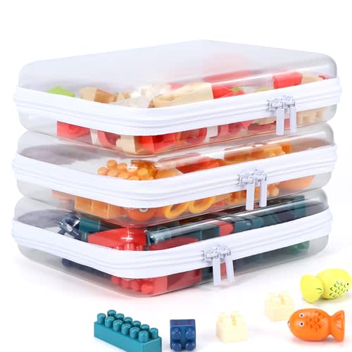 YOPCDJ 3 Pack Clear Hard Shell Zipper Case, Clear Zipper Pouches Waterproof Makeup Organizer & Travel Toiletry Bag, Plastic Pouch for Office, Home Storage, Medium Size