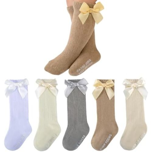 Baby Knee High Socks Non Slip Newborn Infant Toddlers Girl Stockings Cotton Bow Ruffle Long Socks Infant Dress Sock