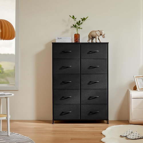 10-Drawer Tall Storage Tower, Giant Vertical Organizer for Living Room, Hallway,Black