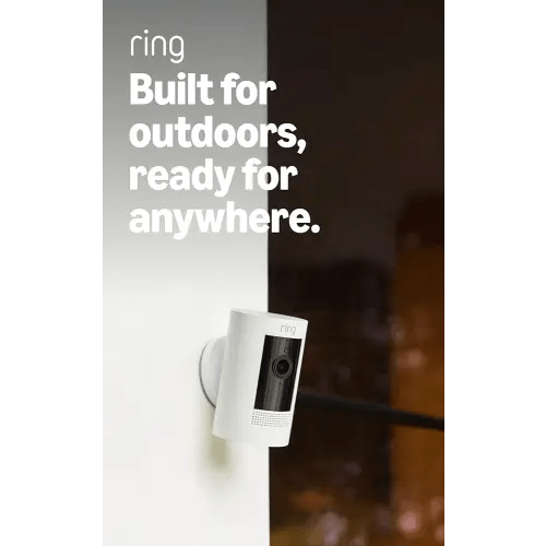Ring Outdoor Cam (Stick Up Cam), Weather-resistant home or business HD security camera, Live View, Color Night Vision, Two-Way Talk, motion alerts, Works with Alexa, White