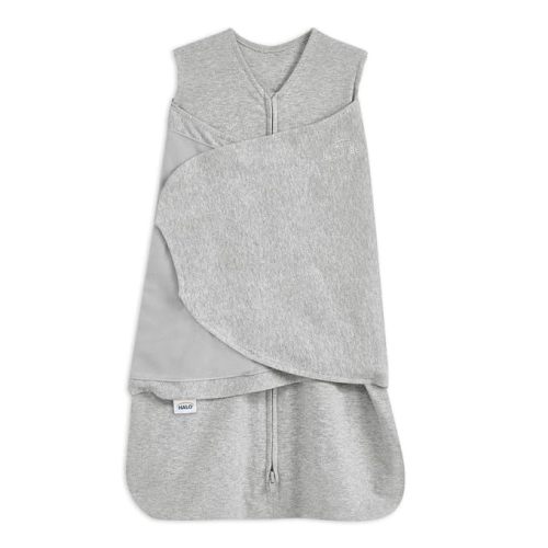 HALO 100% Cotton Sleepsack Swaddle, 3-Way Adjustable Wearable Blanket, TOG 1.5, Heather Gray, Newborn, 0-3 Months