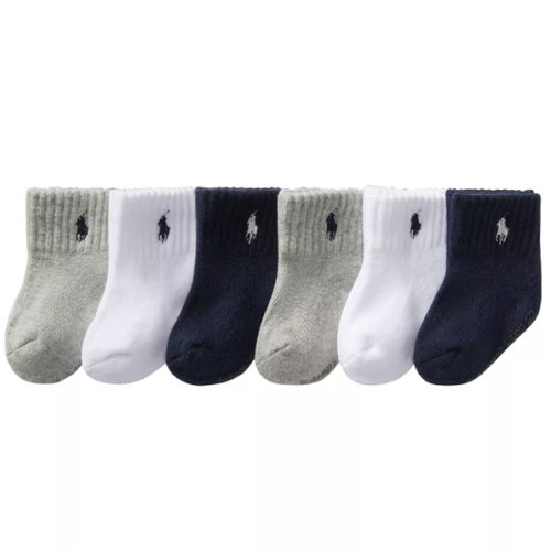 Baby Boys Polo Baby Sport Quarter Socks, 6 Pack