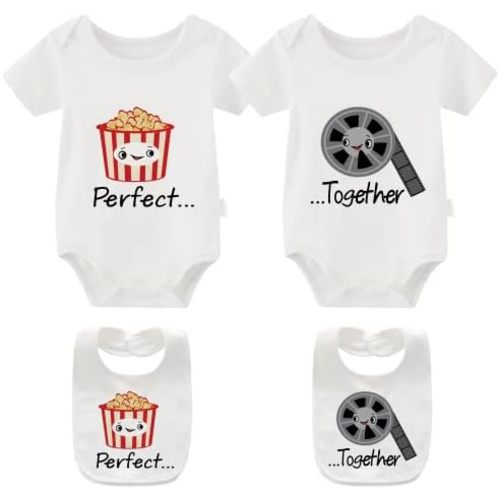YSCULBUTOL Baby Twins Bodysuit Perfect Together Best Friend Newborn Romper Toddler Unisex Twin Outfit