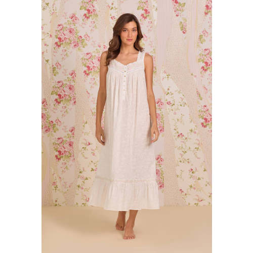 The "Eileen" Shadow Floral Cotton Lawn Ballet Nightgown