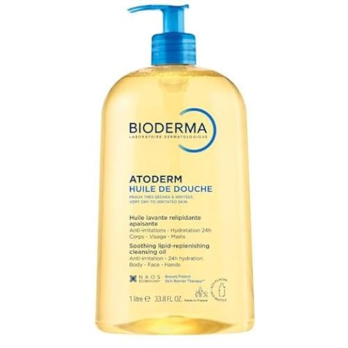 Bioderma Atoderm Shower Oil, Cleansing Oil For Face & Body, Nourishing Cleansing Oil For Dry to Atopic Sensitive Skin For Softer & Smooth Skin For Your Whole Family