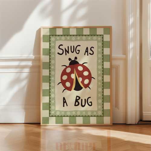 Snug as a Bug Print Green, Nursery Wall Art, Cute Print, Playroom Prints, Nursery Poster, Cute Prints, Kids Nursery Print, Playroom Art