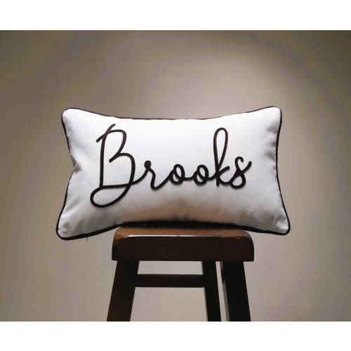 Personalized Name Pillow with Piping: Custom Felt Applique Cushion Cover
