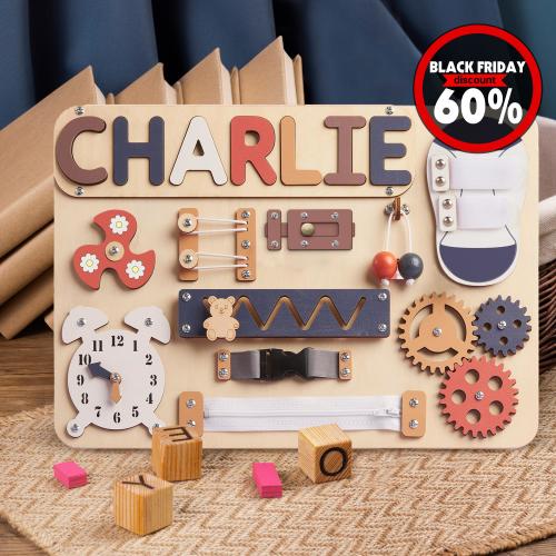 Montessori Toys, Personalized Baby Busy Board, Custom Name Puzzle, Gift for Boy or Girl, First Birthday Gift, Baby Shower, Gifts For Kids