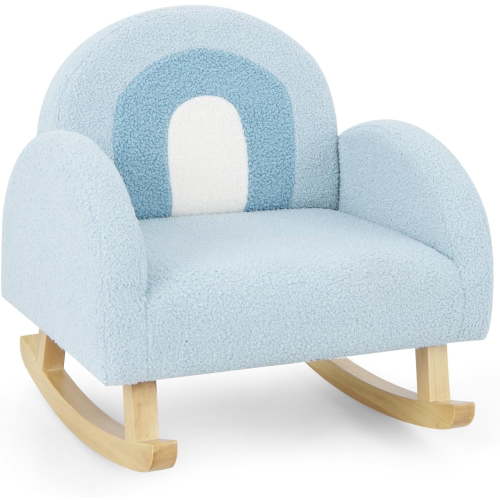 OLAKIDS Kids Sofa, Toddler Rocking Chair with Solid Wooden Frame, Anti-Tipping Design, Plush Fabric, Children Armchair for Nursery Kindergarten Playroom Preschool, Gift for Boys Girls (Blue)