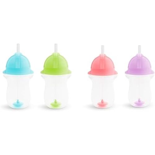 Munchkin® Any Angle™ Weighted Toddler Straw Cup with Click Lock™ Lid, 10 Ounce, 4 Pack, Blue/Green/Pink/Purple