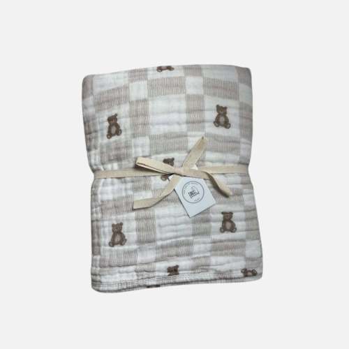6 Layer Gauze Blanket - Vintage Teddy