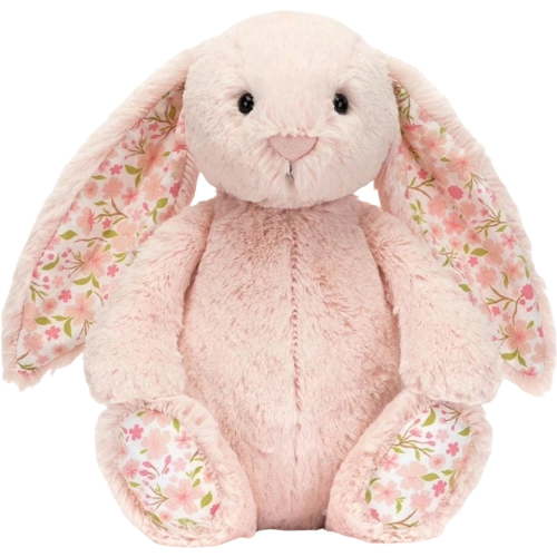 Floral Print Bunny Plush Toy, Soft Rabbit Stuffed Animal, Elegant Nursery Décor & Cozy Companion, Plush Gift for Easter, Baby Showers, Birthdays & Home Accents - 11.8 inch