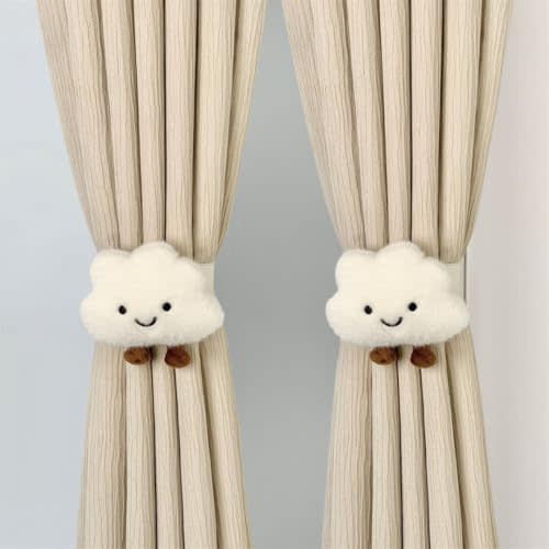 Hygge Living 2PACK Snap-Fit Cartoon Cloud Curtain Tiebacks Hook Holdbacks Cute Curtain Holdbacks Rope for Baby Kid Girls Living Room Bedroom Nursery Decor Home Office Decorative (Cloud)