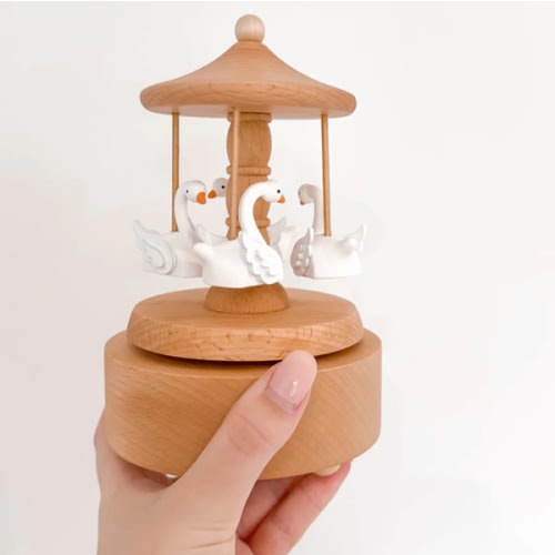 Heirloom Wooden Musical Carousel - Swan