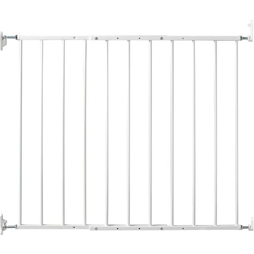 KidCo 24.75-42.5" Safeway Walk Through Baby Gate for Stairs and Doorways | No-Trip Top of Stairs Baby Gate No Bottom Bar | Quick-Release Mounted Hardware for Security and Easy Removal (White)