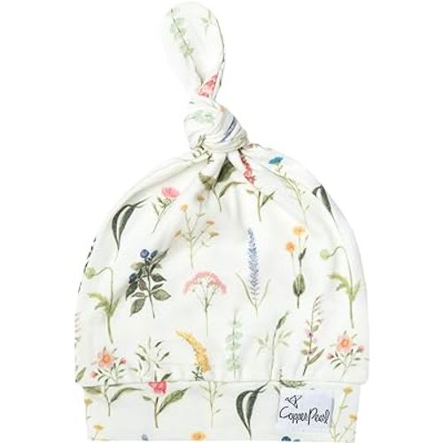 Copper Pearl Baby Beanie Hat Top Knot Stretchy Soft Aspen